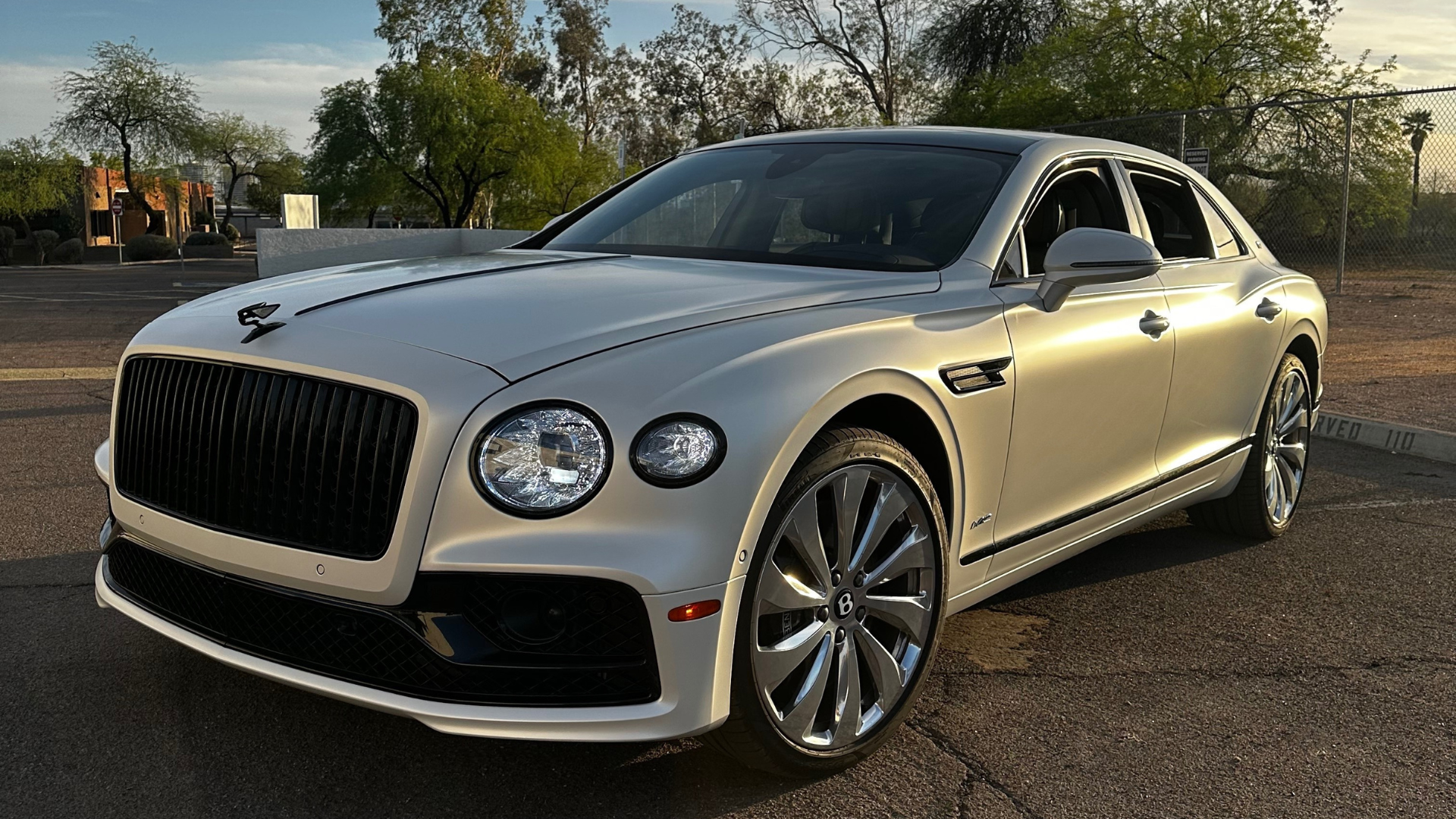 Bentley wrapped in CheetahWrap Satin Pearl White vinyl 